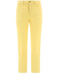 Aspesi - Gelbe Leinenmischung Straight Leg Hose - Lyst