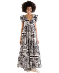 5 PROGRESS - Kleedjes ,Veelkleurig ,Katoen Eden Garden Maxi Jurk - Lyst