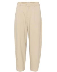 Kaffe - Broeken ,Grijs ,Veren Grijs Hoge Taille Geknipte Broek - Lyst