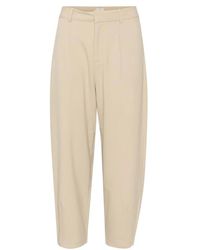 Kaffe - Broeken ,Grijs ,Veren Grijs Hoge Taille Geknipte Broek - Lyst