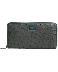 Dolce & Gabbana - Ostrich Logo Plaque Zip Around Continental Wallet - Lyst