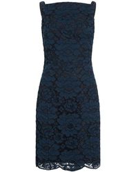 Patou - Kleedjes ,Blauw ,Katoen Floral-Lace Mini Jurk - Lyst