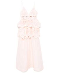 Zimmermann - Rosa v-ausschnitt kleid mit verstellbaren trägern - Lyst