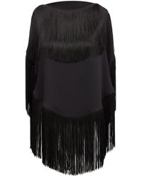 MM6 by Maison Martin Margiela - Zwarte Top Met Boot Hals En Franjes - Lyst