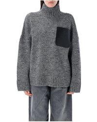 JW Anderson - Grau Melange Strickware Aw25 Hochgeschlossener Pullover - Lyst
