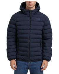 EA7 - Jassen ,Blauw ,Gewatteerd Jack Met Rits En Capuchon - Lyst