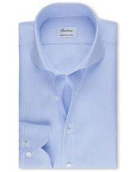 Stenströms - Overhemden ,Blauw ,Katoen Slimline Blauw/Wit Gestreept Overhemd - Lyst