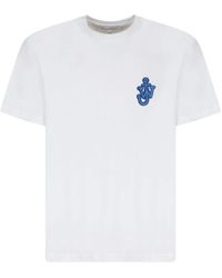 JW Anderson - T-shirt in cotone bianco con patch di ancora - Lyst