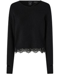 Pinko - Truien & Vesten ,Zwart ,Wol Casual Zwart Wollen Blend Sweatshirt - Lyst