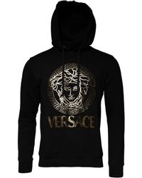 Versace - Zwarte Medusa Katoenen Hoodie Sweatshirt - Lyst