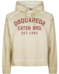 DSquared² - Hoodies & Sweatvesten ,Wit ,Katoen Felpa Cypro Con Cappuccio - Lyst