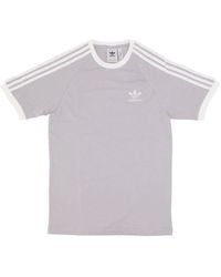 adidas - Graues 3-Streifen T-Shirt Mit Rundhalsausschnitt - Lyst