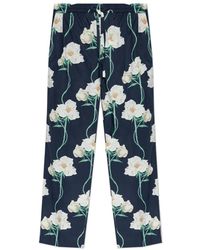 KENZO - Broeken ,Blauw ,Katoen Broek Met Bloemmotief - Lyst