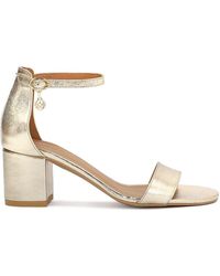 Kazar - Goldene Ledersandalen Auf Einem Breiten Absatz - Lyst