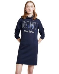 GANT - Kapuzen-Sweatshirt-Kleid mit Kängurutasche - Lyst