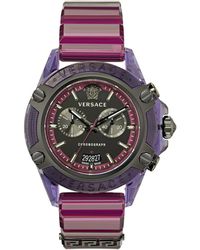 Versace - Armbanduhr sport watch icon active chrono 44mm - vez7 blue/violet transparent vez701423 - Lyst
