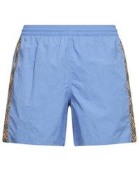 Burberry - Check Trim Zwemshorts - Lyst