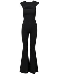Aniye By - Jumpsuits & Playsuits ,Zwart ,Zwarte Flared Jumpsuit Met Schoudervullingen - Lyst