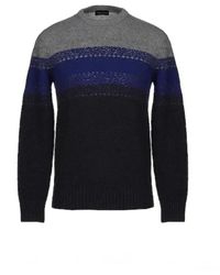 Roberto Collina - Grijs Blauw Color Block Sweater - Lyst