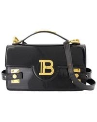 Balmain - Schwarze Leder-Crossbody-Tasche Mit Kette - Lyst
