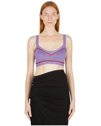 Rabanne - Tops ,Paars ,Katoen Metallic Knit Crop Top - Lyst