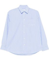 Sporty & Rich - Overhemden ,Blauw ,Katoen Gestreept Overhemd Met Lange Mouwen En Knoopsluiting - Lyst