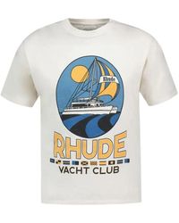 Rhude - Yacht club t-shirt - cotone - bianco - Lyst