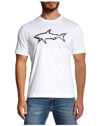 Paul & Shark - E Baumwoll-Herren-T-Shirt mit Haifischdruck - Lyst