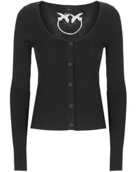 Pinko - Truien & Vesten ,Zwart ,Zwarte Zijden Vest Met Wijde Hals Trui - Lyst