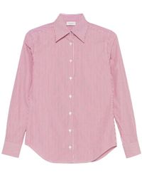 Mazzarelli - Roze Gestreepte Knoopshirt - Lyst
