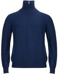 Gran Sasso - Maglione di lana blu con mezza zip - Lyst