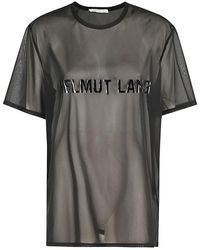 Helmut Lang - Tops ,Zwart ,Polyester Logo Tee Shirt - Lyst