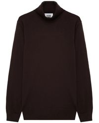 Alpha Studio - Truien & Vesten ,Bruin ,Wol Slim Turtleneck Trui - Lyst