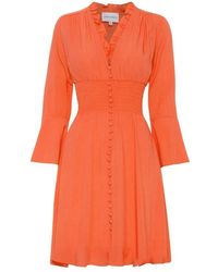 American Dreams - Kurzes kleid mit smock-taille einfarbig - Lyst
