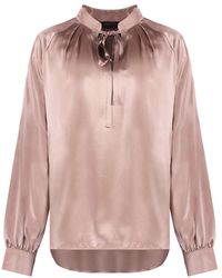 Max Mara - Overhemden ,Roze ,Tamigi Zijden Blouse Met Strik - Lyst
