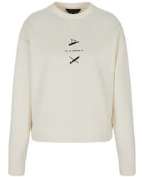 ARMANI EXCHANGE - Hoodies & Sweatvesten ,Wit ,Katoen Organische Katoen Crewneck Sweater Logo Print - Lyst