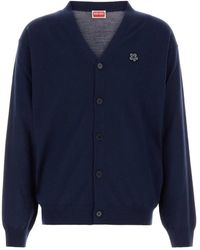 KENZO - Truien & Vesten ,Blauw ,Wol Boke Flower Cardigan - Lyst