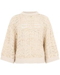 Peserico - Spitzenpullover Mit Pailletten - Lyst