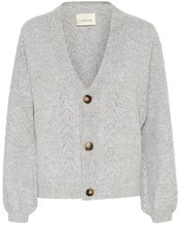 Cream - Lichtgrijs Melange Gebreide Vest - Lyst