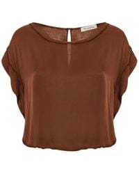 Manila Grace - Overhemden ,Bruin ,Boot-Neck Blouse - Lyst