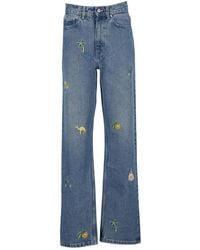Casablancabrand - Jeans de algodón azul con detalles bordados - Lyst