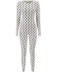 Marine Serre - Jumpsuits & Playsuits ,Wit ,Jersey Moon Jumpsuit - Lyst