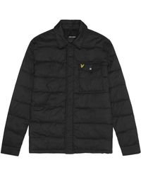 Lyle & Scott - Jassen ,Zwart ,Polyester Gewatteerd Jas Met Kraag - Lyst