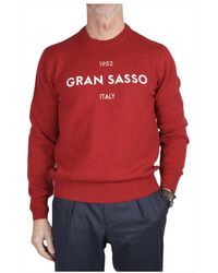 Gran Sasso - Er Geelong Woll-Crewneck-Pullover mit Logo - Lyst