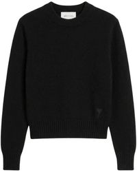 Ami Paris - Truien & Vesten ,Zwart ,Wol De Coeur Crewneck Sweater - Lyst