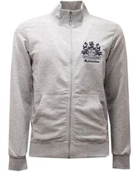 Aquascutum - Grau Melierter Baumwoll-Sweatshirt Mit Durchgehendem Reißverschluss - Lyst