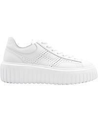 Hogan - Blanco cuero h-rayas zapatos planos - Lyst