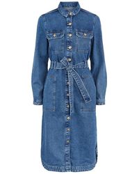 Pieces Pcgamir Ls Denim Dress - Blauw