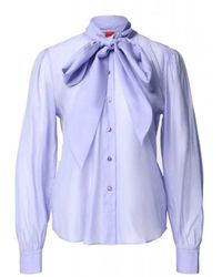HUGO - Overhemden ,Paars ,Elegante Blouse Met Strik - Lyst