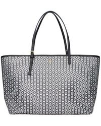 Tory Burch - Schwarze Leder-Schultertasche Mit Frontlogo - Lyst